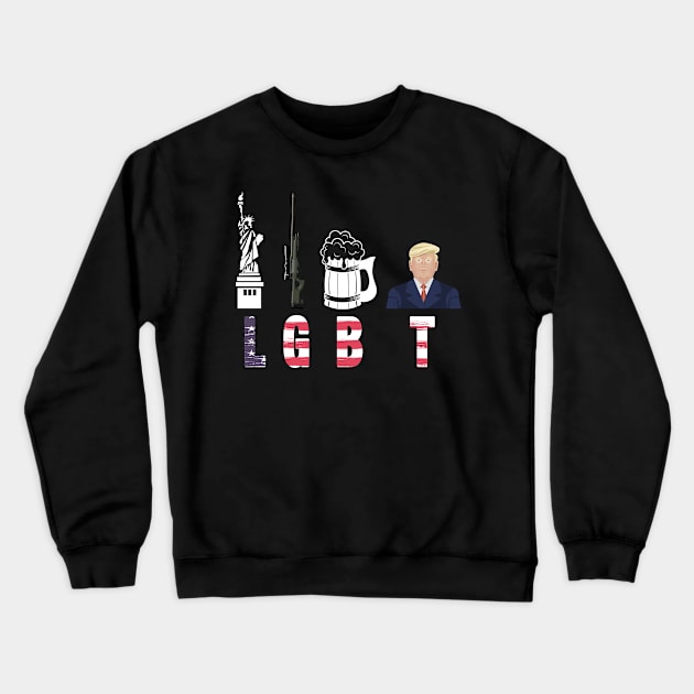 liberty guns beer trump Crewneck Sweatshirt by Magic Arts